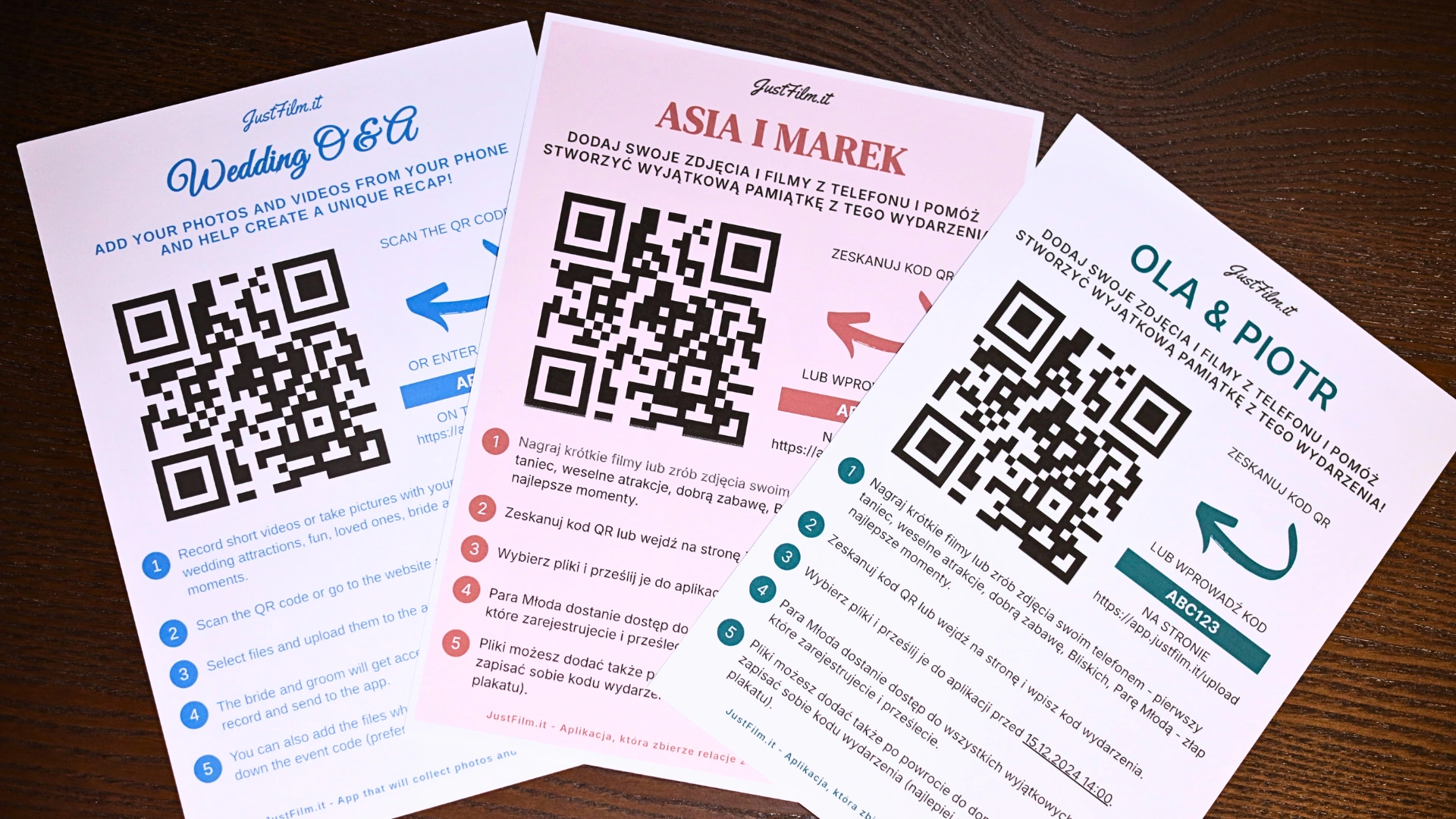Kreator plakatów weselnych z kodem QR